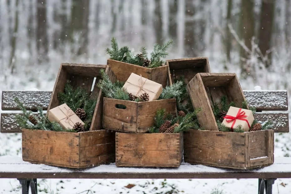 Boxes with coins and presents symbolize the countdown of 10 days until Boxing Day shopping in the UK.